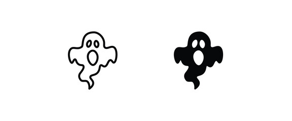 Scary ghosts icon, Halloween character icon button, vector, sign, symbol, logo, illustration, editable stroke, flat design style isolated on white