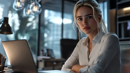 Fototapeta premium Close up Portrait of a woman in a high-speed rail command center coordinating train movements By Fred