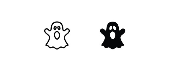 Scary ghosts icon, Halloween character icon button, vector, sign, symbol, logo, illustration, editable stroke, flat design style isolated on white