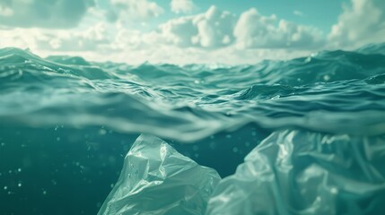 Fototapeta premium Plastic bottles in the sea. Recycle, environmental contamination, pollution problem, ecology concept