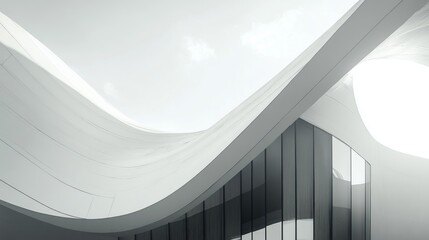 Obraz premium Abstract architectural curves of modern building exterior.