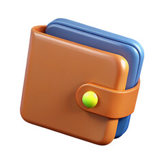 3D Render of a Cartoon-Style Brown Wallet 