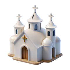 3D Render of a Charming White Church 