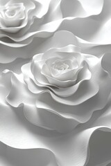 An abstract design featuring wavy white elements against a backdrop