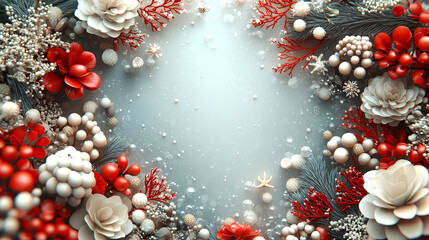 Festive Winter Floral Design: Red and White Christmas Flowers Background