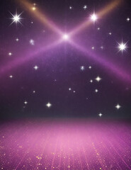 A festive purple design with Christmas trees and glittering stars on a transparent background.