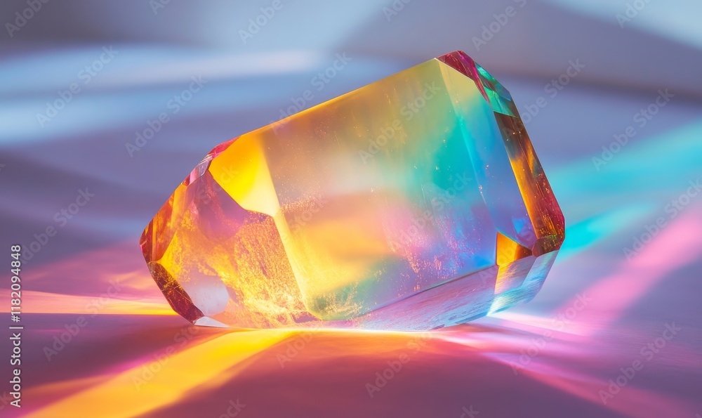 Aufkleber crystal rainbow prism light effect. background overlay pattern design., generative ai