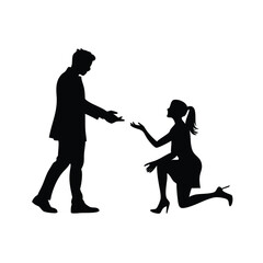  Happy valentine's day couple proposing vector silhouette