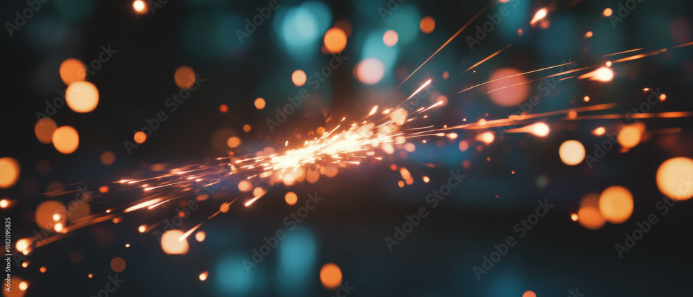 Poster bright sparks of color create a modern abstract digital art piece on a dark background