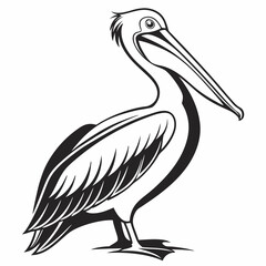 Pelican vector silhouette black design white background