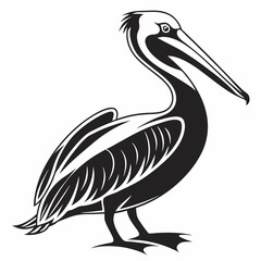 Pelican vector silhouette black design white background