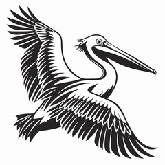 Pelican vector silhouette black design white background