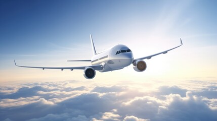 Airplane with Wings Against a Sunset, Sleek Airplane with Powerful Wings, The Power of the Wings