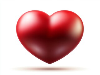 Isolated glossy red heart on a white background, featuring a clipping path. Object
