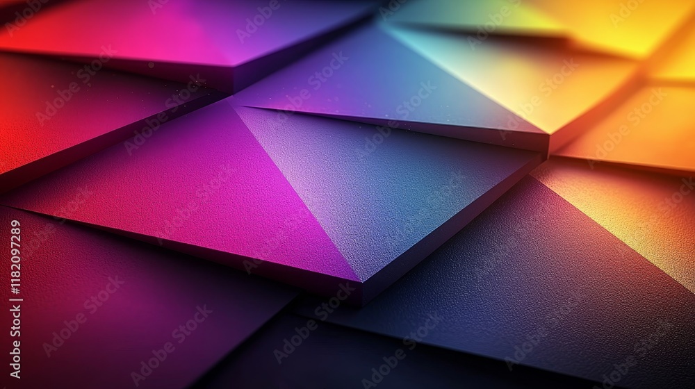 Poster iridescent surfaces with rainbow hues interact beautifully with smooth curves and sharp angles