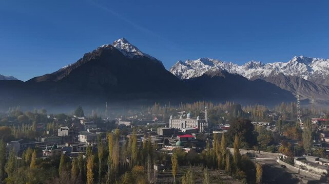 Aerial video over the Autumn area in Northern Pakistan