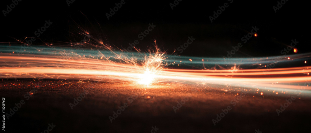 Poster dynamic swirling spark vortex creating a hypnotic effect against a dark background