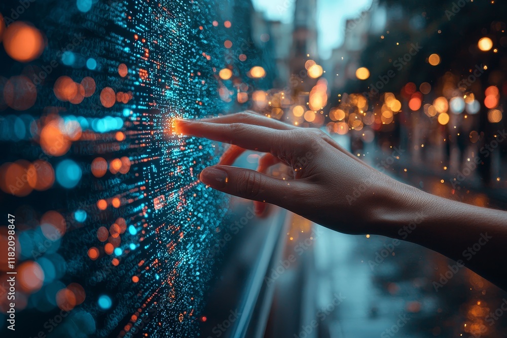 Aufkleber a user is manipulating a holographic map on a digital platform