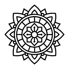 Fototapeta premium Intricate Mandala Line Art Design Black and White Floral Pattern