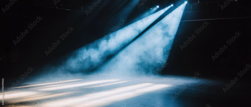 Poster dramatic spotlight illuminating an empty stage with enhanced theatrical atmosphere