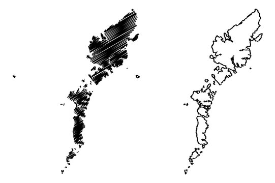 Comhairle nan Eilean Siar (United Kingdom, Scotland, Local government in Scotland) map vector illustration, scribble sketch Na h-Eileanan Siar ( Outer Hebrides and Isle of Lewis) map