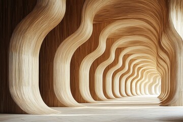 Detailed curve line of wood in construction forming an abstract architectural background