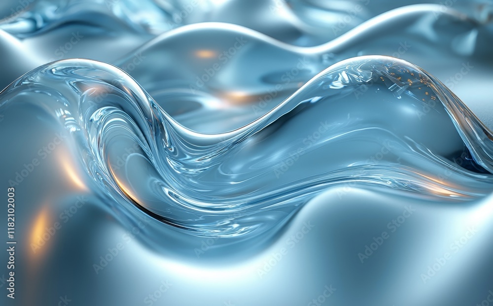 Poster a 3d glass object with an abstract wavy shape, isolated on a white or transparent background