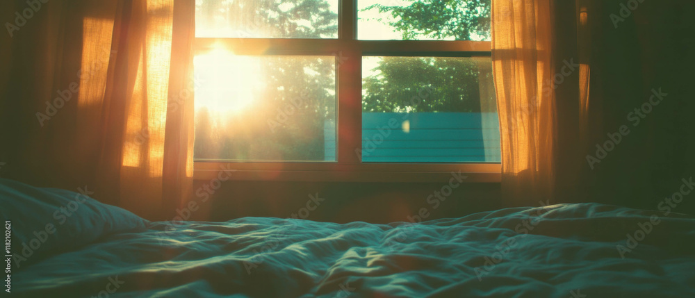 Aufkleber sun rays streaming through window create a cozy atmosphere in warm room