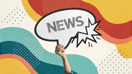 A hand holds a speech bubble with the word 