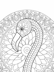 Intricate Flamingo Mandala Coloring Page Adult Art Design