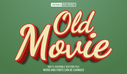 Editable 3d text style effect - Old Movie Vintage  text effect Template