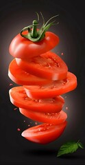 tomato slice on a black background