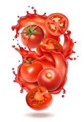 Tomato splash on a white background