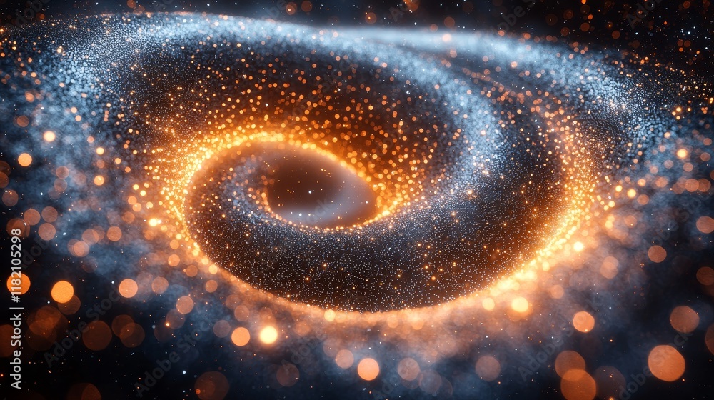 Poster whirlwind of dust particles, abstract primitives, 3d rendering