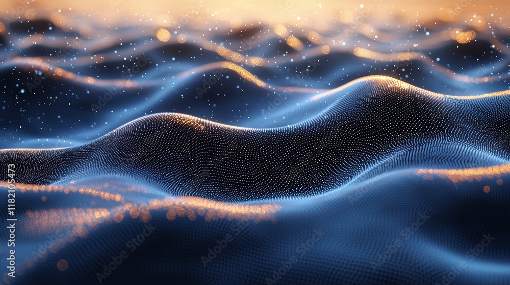 Poster 3d rendering showcasing a whirlwind of dust particles with abstract shapes