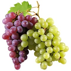bunch of red and green grapes isolated on white