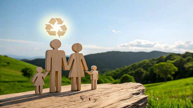 Family Unity and Sustainability Concept with Eco-Friendly Nature Background
