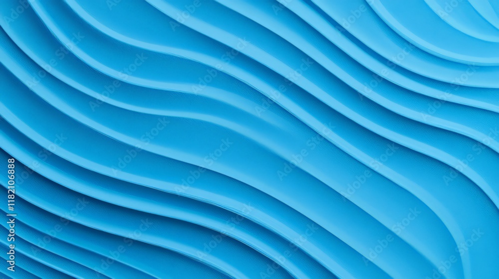 Aufkleber Smooth, undulating waves create a mesmerizing pattern, forming a dynamic and visually appealing abstract background with a vibrant blue color