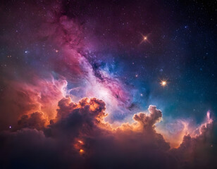 Fototapeta premium landscape with space, colorful space galaxy, universe science astronomy, galaxy background wallpaper, AI-generated, colorful galaxy illustration