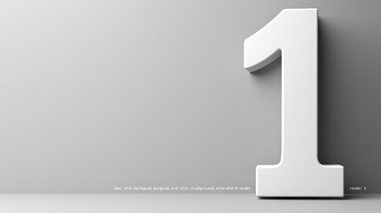 A large, three-dimensional white number 1 stands in the corner of a minimalistic,