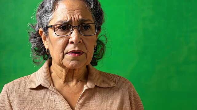 A senior woman is reading a piece of paper