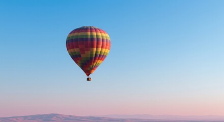 Fototapeta premium A hot air balloon in the distance against a clear sky