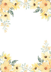 flower border watercolor for wedding, birthday, card, background, invitation, wallpaper, sticker, decoration