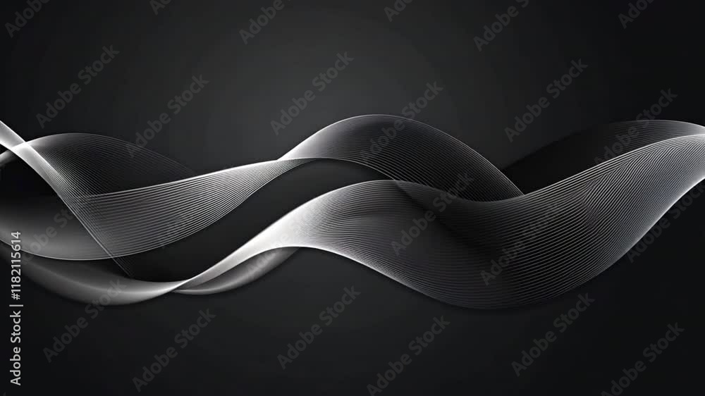 Poster elegant abstract waves dynamic black and white design with smooth curves and lines