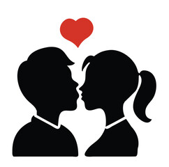 valentine day couple kissing silhouette