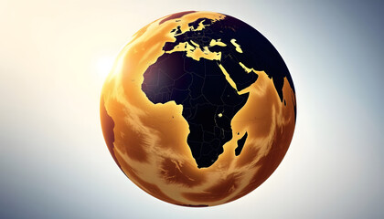 Planet earth globe map with  Africa America continent on center outline icon symbol transparent isolated, Backlit, with white tones