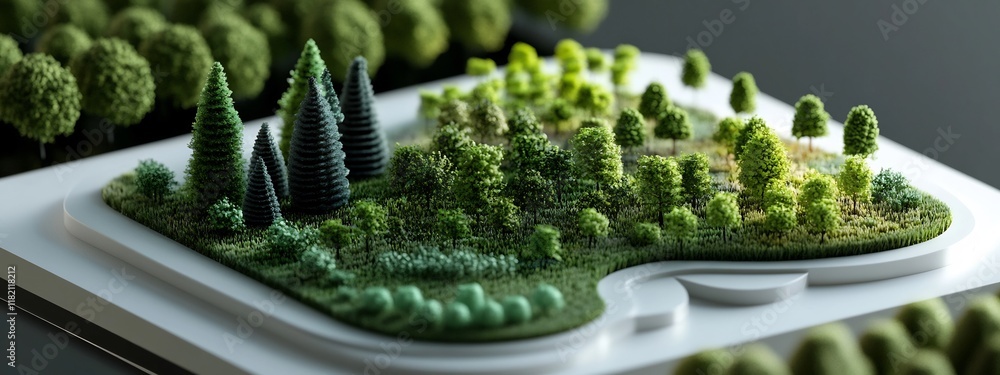 Poster a 3d rendered visualization of the frequency distribution of species diversity in a lush verdant eco