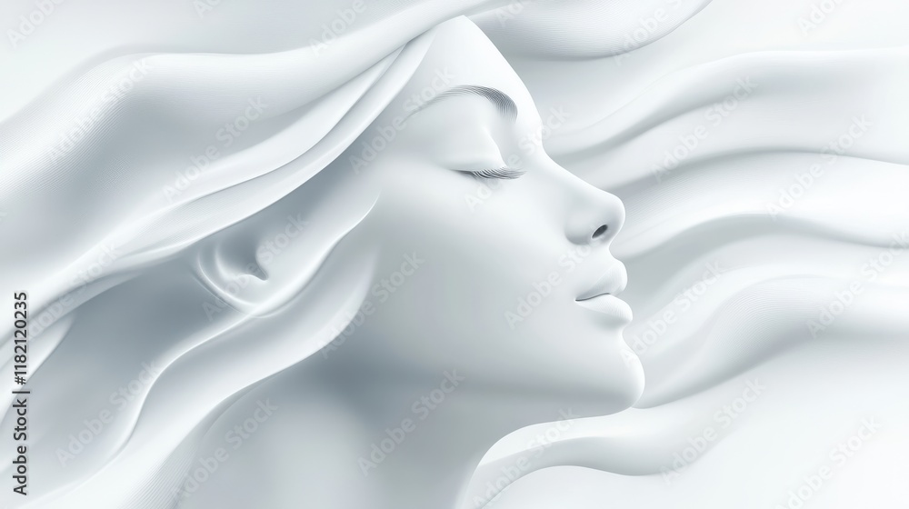 Poster abstract white flowing wave patterns clean background graphic design professional environment smooth