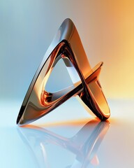 Abstract Metallic Sculpture with Glossy Surface and Soft Lighting