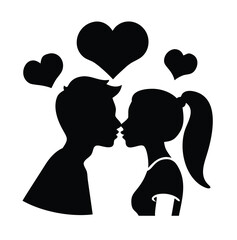 valentine day couple kissing silhouette